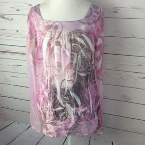 Maurices Women Sheer Long Sleeve Shirt Pink Tunic